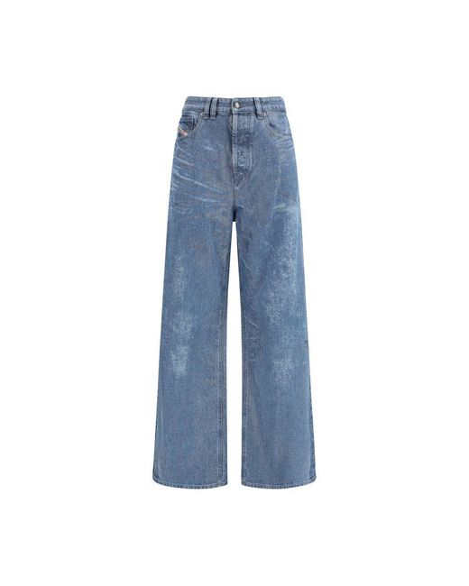 DIESEL Blue Cotton Relaxed Fit Jeans