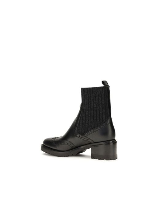 Santoni Black Calf Leather Bos Taurus Ankle Boots