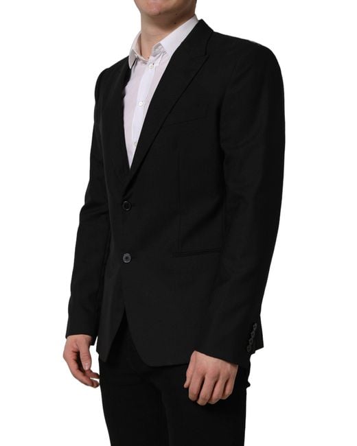 Dolce & Gabbana Black Wool Single Breasted Blazer Jacket for men