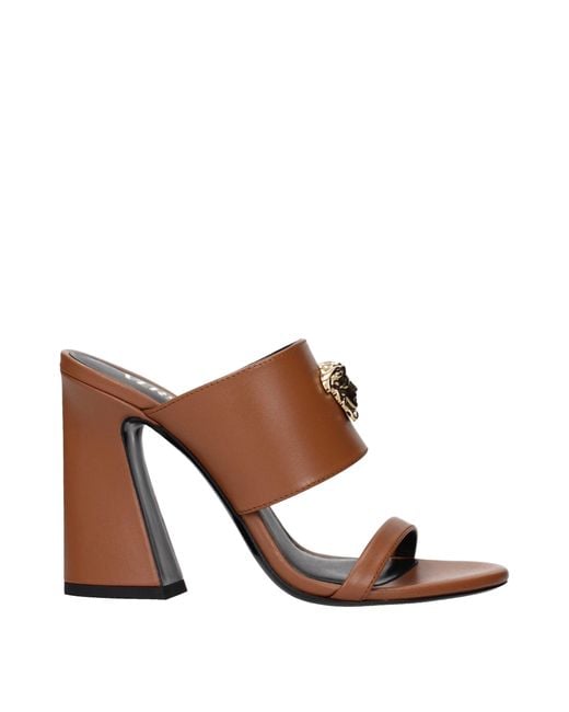 Versace Brown Leather Stiletto Heel Sandals