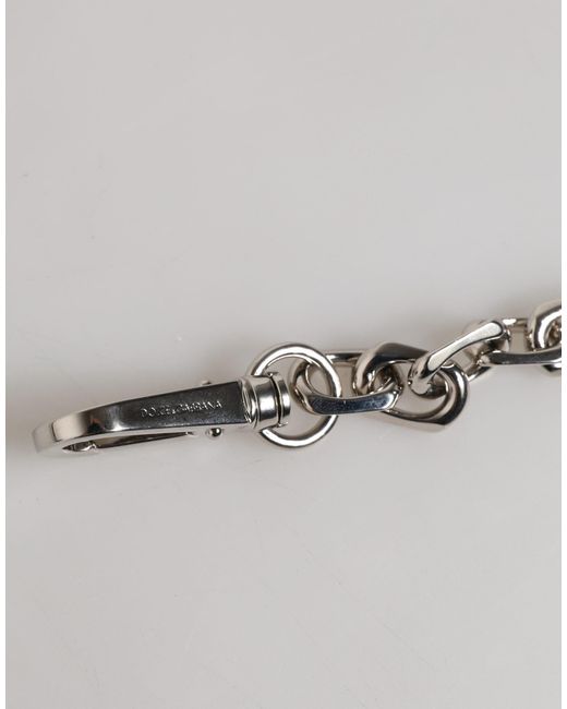 Dolce & Gabbana Metallic Tone Chain Lobster Clasp Logo Pearls Bracelet