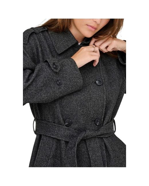 ONLY Black Gray Recycled Polyester Coat