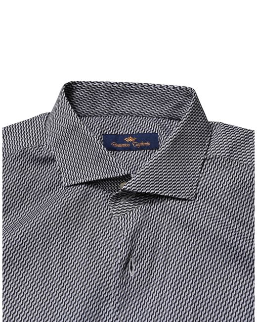 Domenico Tagliente Gray Patterned Long Sleeves Dress Shirt for men