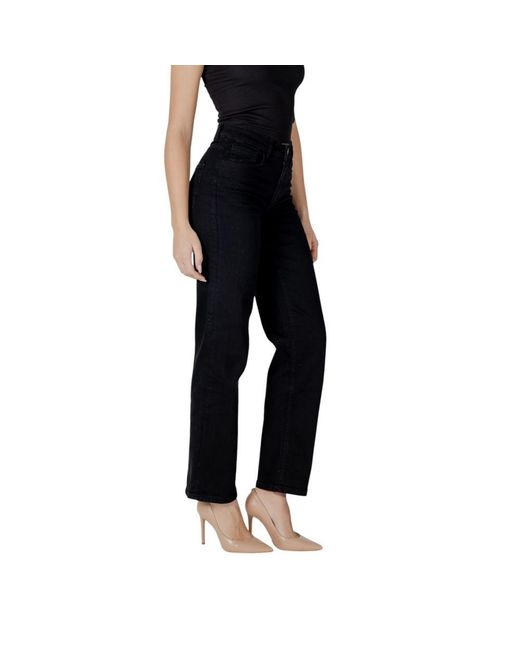 Ichi Black Cotton Relaxed Fit Jeans