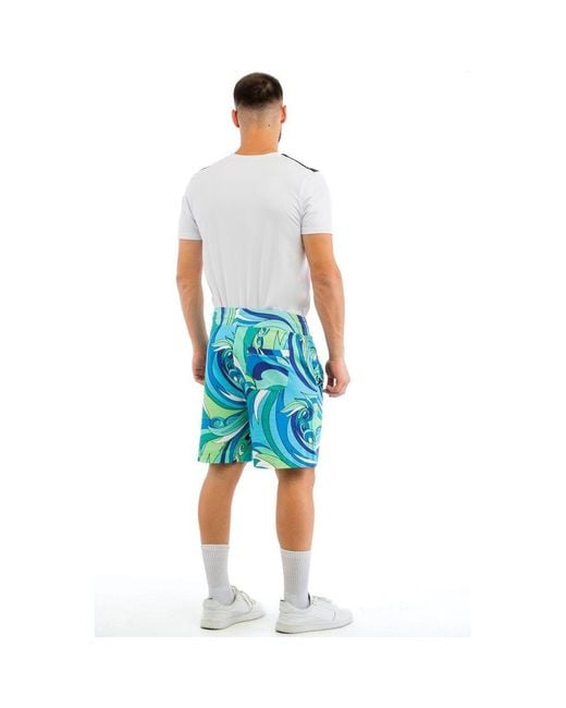 Moschino Blue Multicolor Cotton Bermuda Shorts for men