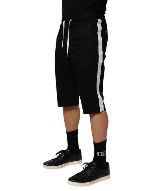 Dolce & Gabbana Black Cotton Stretch Bermuda Shorts Co+03 for men