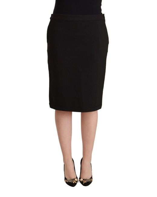 Gianfranco Ferré Black Gf Ferre Straight Pencil Cut Knee Length Skirt