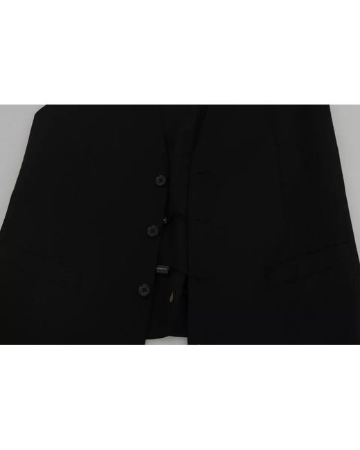 Dolce & Gabbana Black Wool Logo Waistcoat Vest for men
