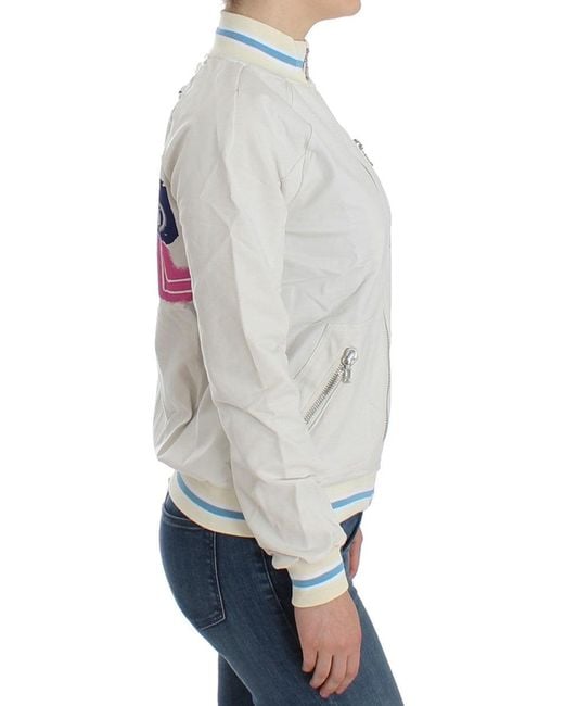 John Galliano White Mock Zip Cardigan Sweatshirt Sweater