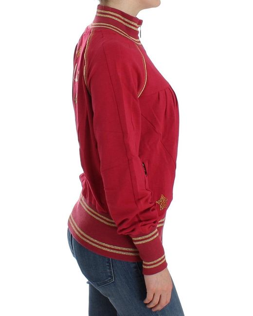 John Galliano Red Pink Mock Zip Cardigan Sweatshirt Sweater