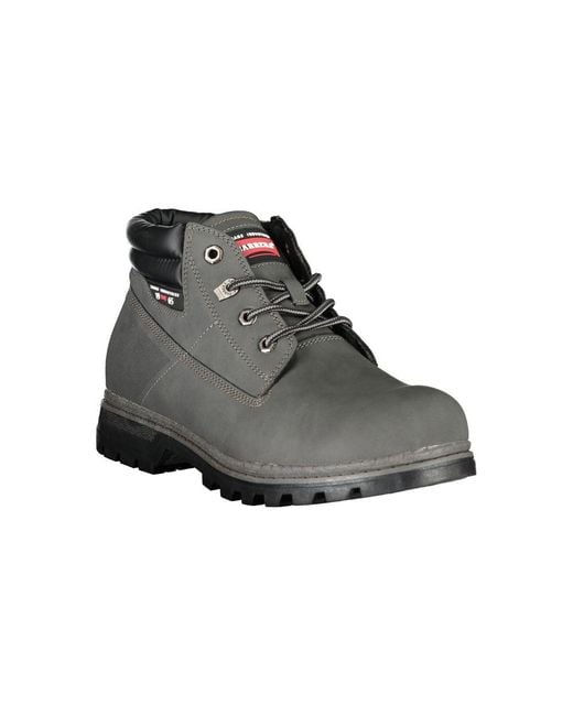Carrera Gray Sleek Lace-Up Boots With Contrast Detail for men