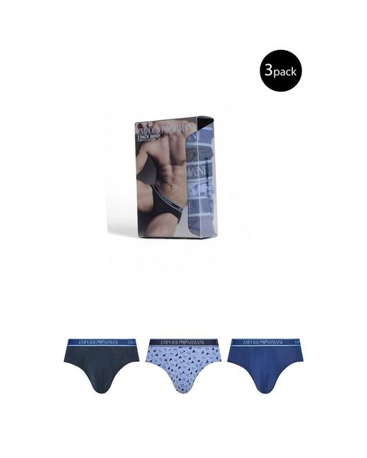Emporio Armani Blue Cotton Briefs for men