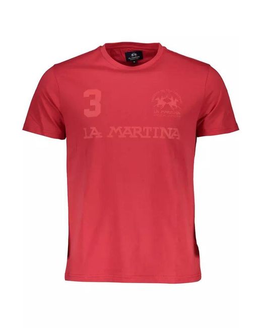 La Martina Red Pink Cotton T for men