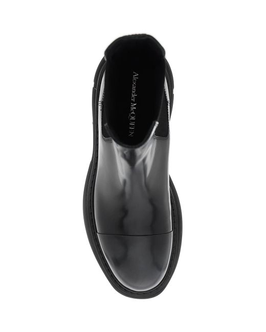 Alexander McQueen Black Chelsea Tread Brushed Leather Ankle for men