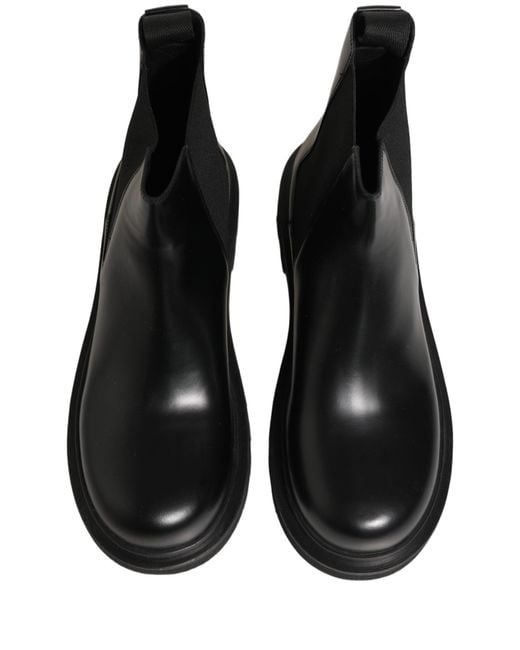 Dolce & Gabbana Black Chelsea Boots Leather Slip On Men Shoes for men
