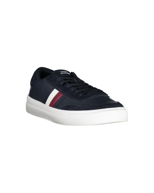 Tommy Hilfiger Blue Sleek Lace-Up Sneakers With Contrast Accents for men