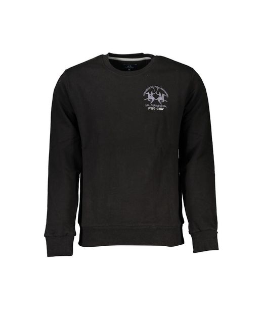 La Martina Black Elegant Crew Neck Fleece Sweatshirt for men