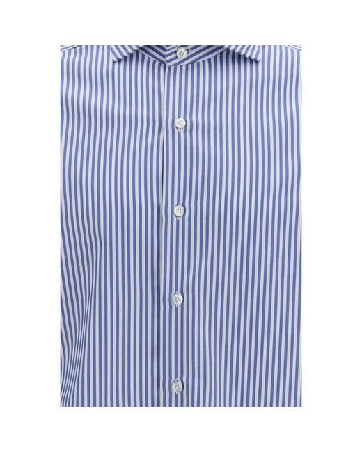 Finamore 1925 Blue Cotton Pattern Shirt for men