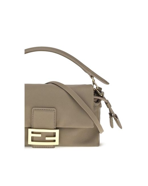 Fendi Metallic Beige Lamb Ovis Aries Aries Handbag