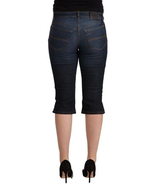 Gianfranco Ferré Black Gf Ferre Cotton Stretch Low Waist Slim Capri Denim Jeans