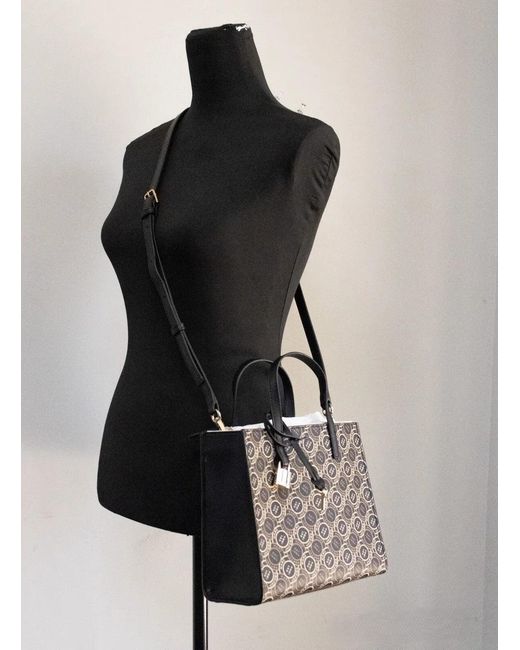 Marc Jacobs Black Mini Grind Signet Printed Leather Crossbody Tote Handbag Purse