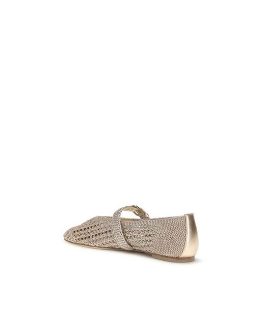 Stuart Weitzman Natural Gold Fabric Ballet Flats