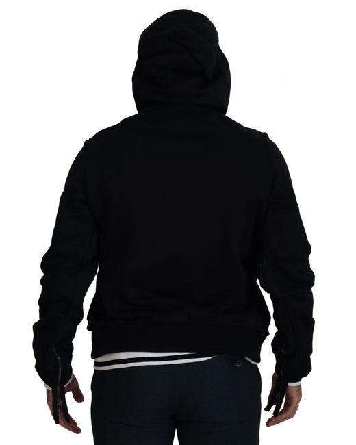 Dolce & Gabbana Black Elegant Bomber Jacket With Hood for men