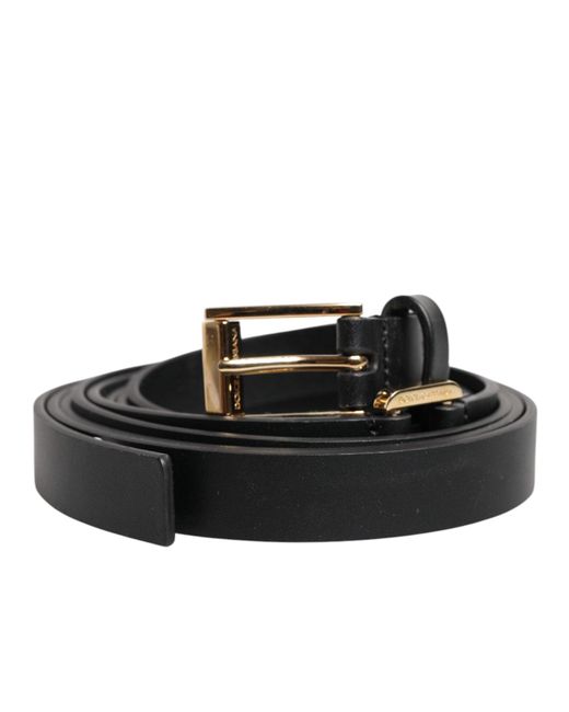 Dolce & Gabbana Black Double Strap Leather Buckle Belt for men