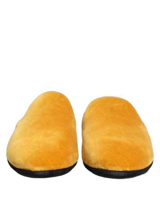 Dolce & Gabbana Orange Yellow Suede Slides Flat Slipper Men Shoes for men