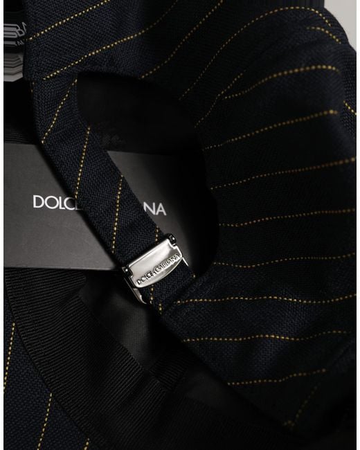 Dolce & Gabbana Black Gold Pinstriped Cotton Baseball Cap Hat for men