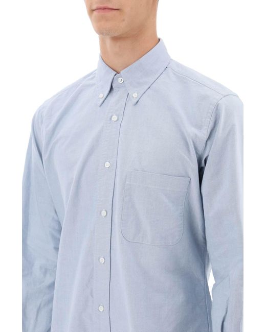 Thom Browne Blue Oxford Cotton Button-Down Shirt for men