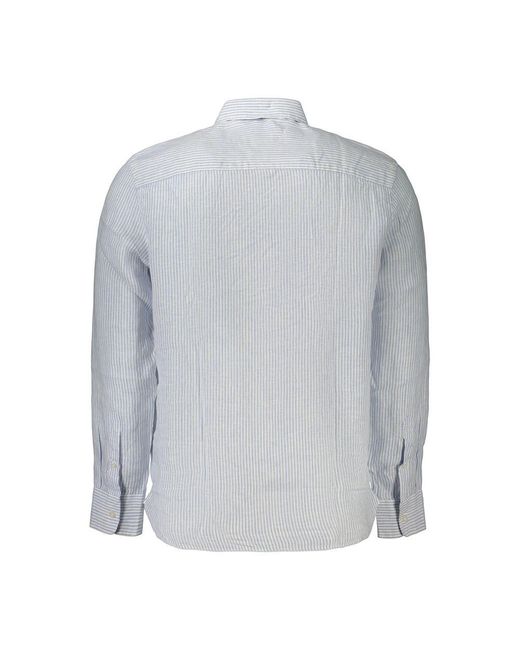 North Sails Blue Azzurro Linen Mens Shirt for men