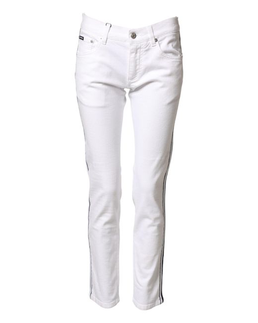 Dolce & Gabbana White Cotton Stretch Skinny Men Denim Jeans for men