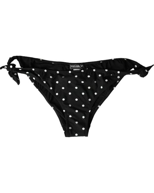 Dolce & Gabbana Black Polka Dot Swimwear Beachwear Bottom Bikini