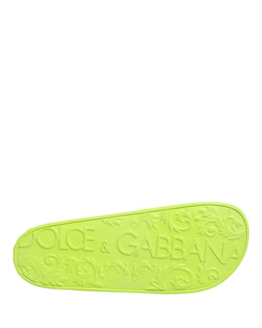 Dolce & Gabbana Yellow Green Rubber Slides Sandals Beachwear Shoes for men