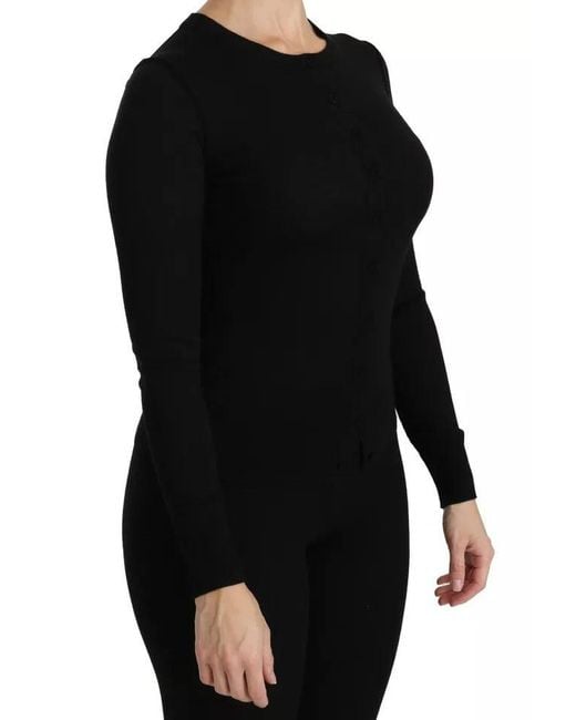 Dolce & Gabbana Black Virgin Wool Long Sleeve Blouse Top