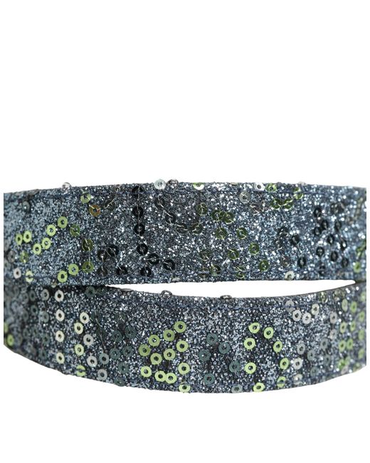 Dolce & Gabbana Multicolor Sequin Metal Buckle Belt Cotton Pe Polyester Calf for men