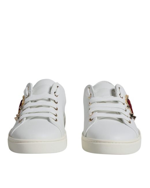 Dolce & Gabbana White Portofino Sacred Heart Sneakers Shoes