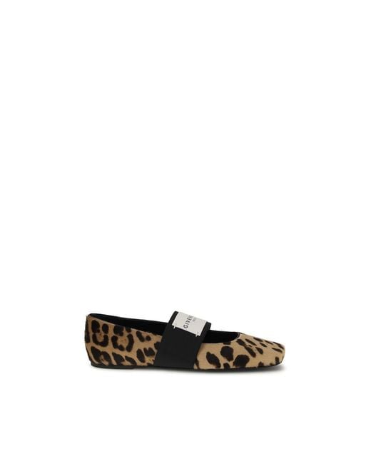 Givenchy Black Beige Calf Leather Bos Taurus Ballet Flats