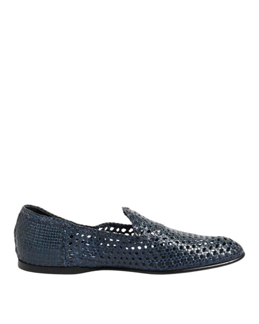 Dolce & Gabbana Blue Woven Leather Loafers for men