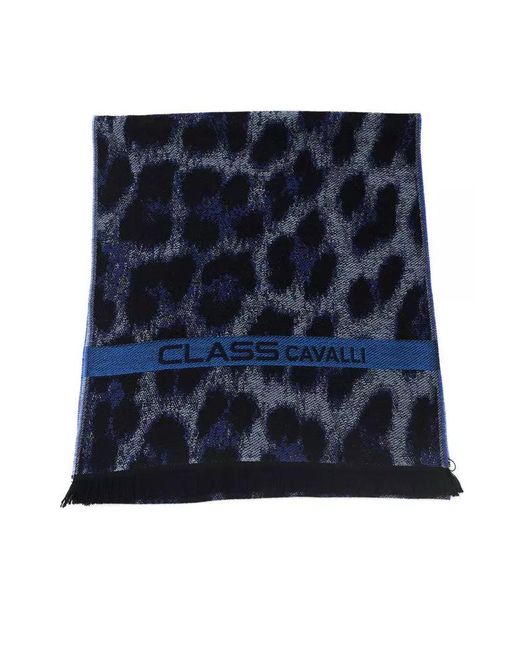 Roberto Cavalli Blue Animalier Fantasy Logo Luxury Scarf for men