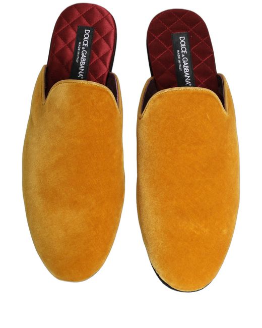 Dolce & Gabbana Orange Yellow Suede Slides Flat Slipper Men Shoes for men