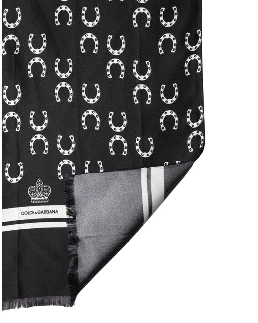 Dolce & Gabbana Gray Horseshoe Silk Neck Foulard 136Cm X 23Cm Scarf for men