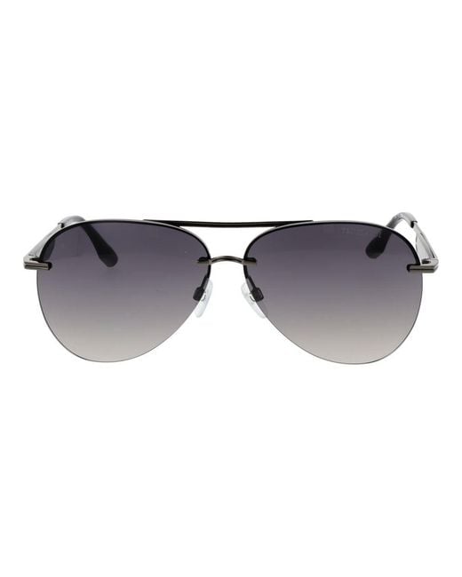 Trussardi Black Gray Metal Sunglasses for men