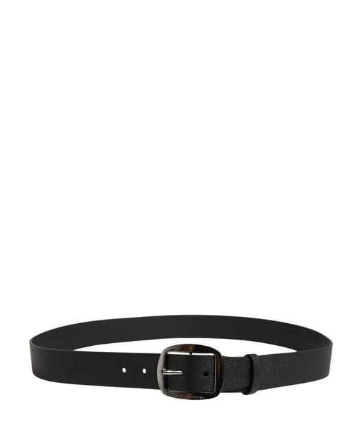 Dolce & Gabbana Men Black Classic Leather Metal Buckle Belt for men
