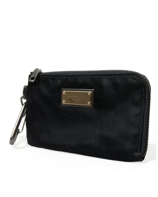 Dolce & Gabbana Black Chic Nylon-Leather Designer Pouch