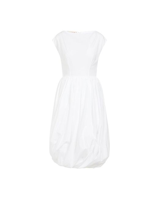 Marni White Cotton Midi Dress