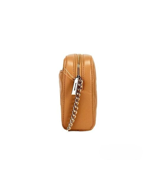 Kate Spade Natural Carey Mini Tiramisu Quilted Smooth Leather Camera Crossbody Bag