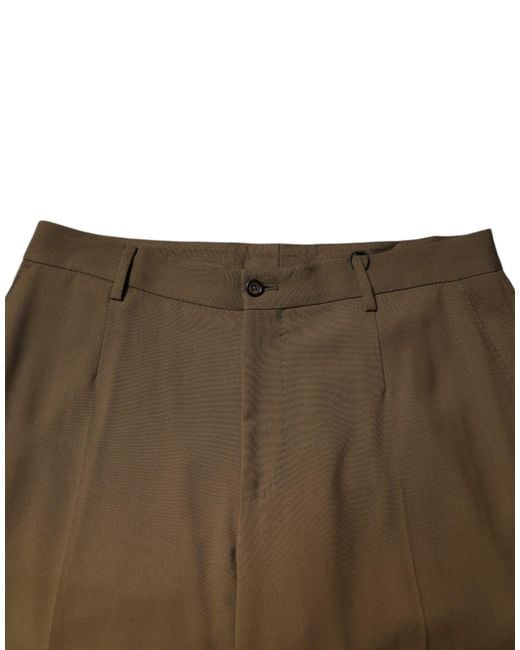 Dolce & Gabbana Brown Wool Straight Formal Dress Pants for men