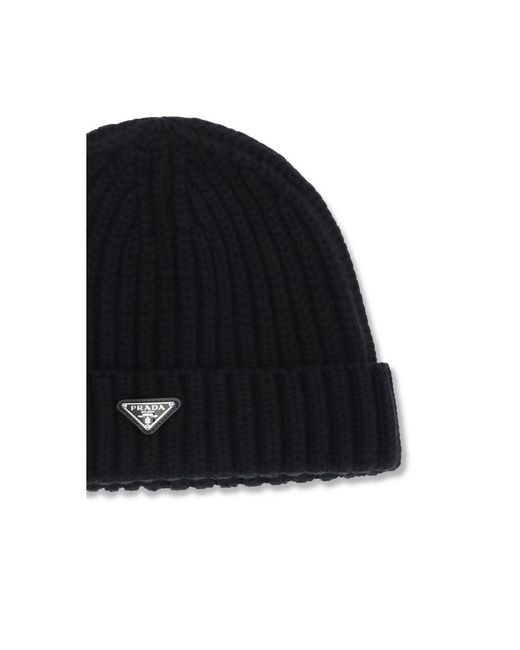 Prada Black Wool Oves Aries Beanie for men